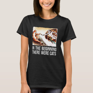 Camiseta No Princípio Gatos Criação Pintura Paródia Gato