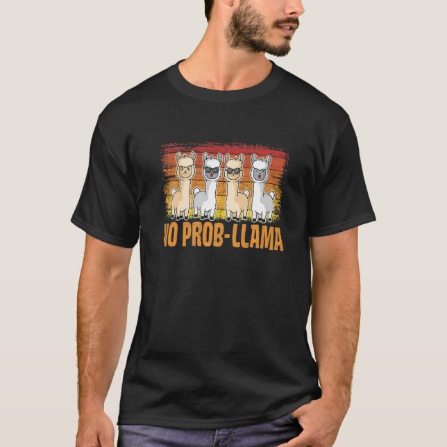 Camiseta No Prob Llama Mens Women Animal   Llama Retro  2 (Frente)
