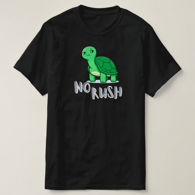 Camiseta No Rush Calm Turtle Cartoon Slow Living Lifestyle (Frente do Design)