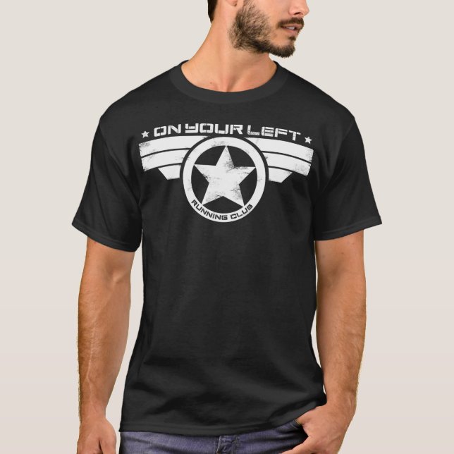 Camiseta No seu clube de corrida à esquerda, o Impressão 2  (Frente)