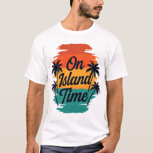 Camiseta No Tempo da Ilha Pôr do Sol Tropical Palmeiras