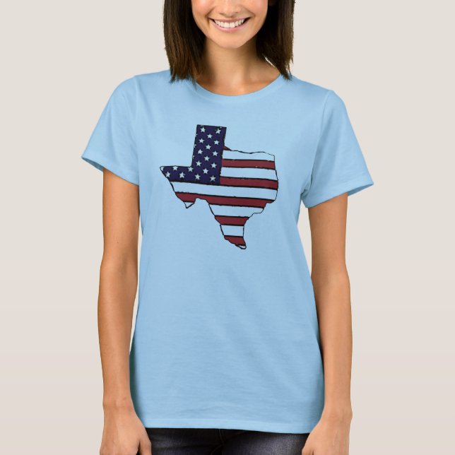 Camiseta No topo da bandeira do Texas, todos os americanos  (Frente)