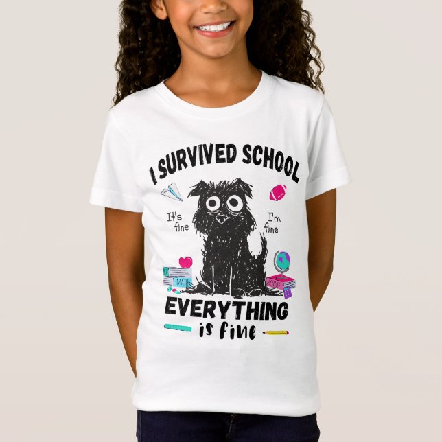 Camiseta No último dia de escola, sobrevivi à escola (Frente)
