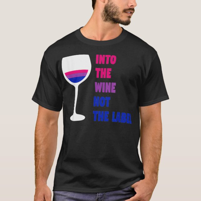 Camiseta No Vinho, Não No Rótulo LGBTQ Bi Prid Bissexual (Frente)
