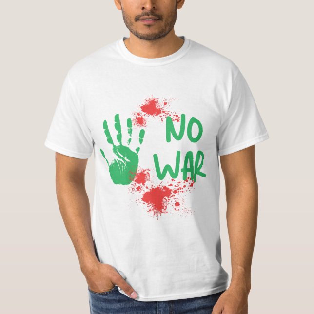 Camiseta No War - Anti-War Protest Handprint Design (Frente)