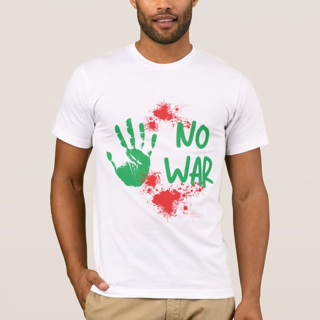 Camiseta No War - Anti-War Protest Handprint Design (Frente)