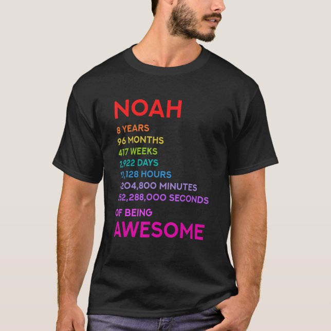 Camiseta Noah 8º Aniversário 8 Anos 96 Meses 417 semanas (Frente)