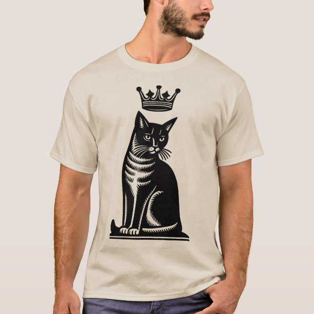 Camiseta Noble Feline Woodcut Style (Frente)