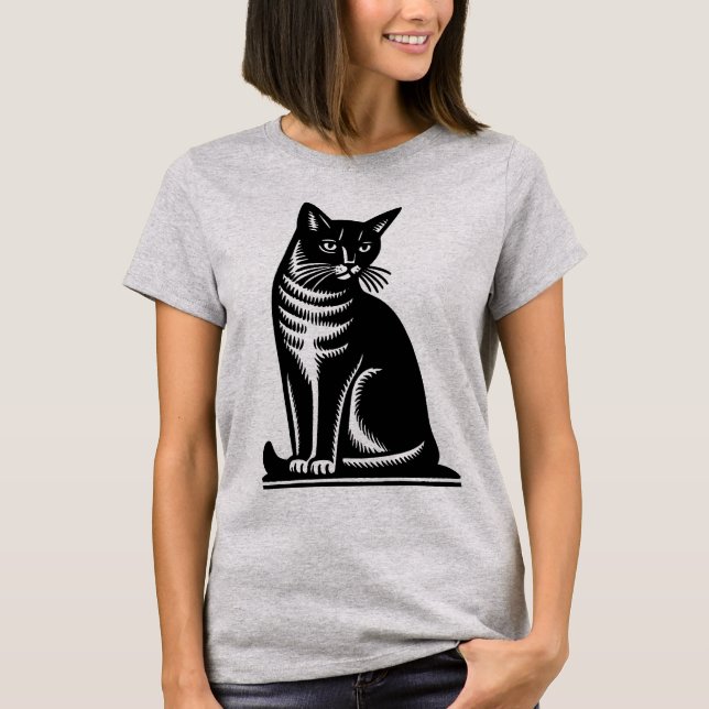 Camiseta Noble Feline Woodcut Style (Frente)
