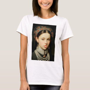 Camiseta Nobre Dama do Renascimento Atrevida com a Língua d