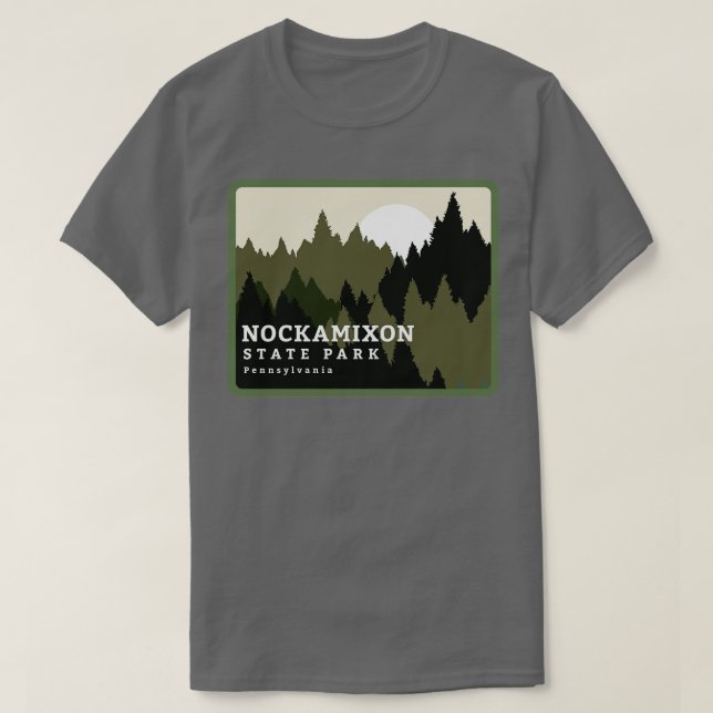 Camiseta Nockamixon State Park Pensilvânia Forest Sunrise (Frente do Design)