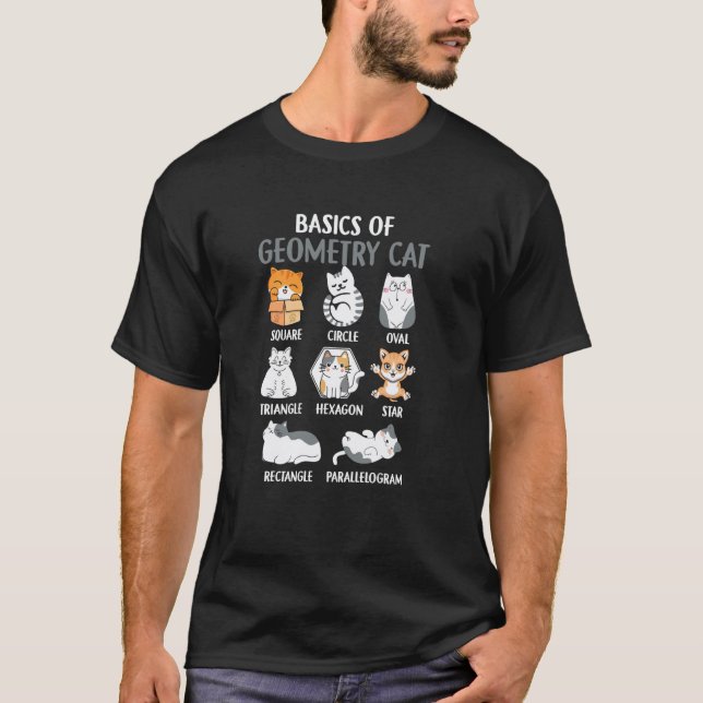 Camiseta Noções Básicas De Geometria De Gato Professor De M (Frente)