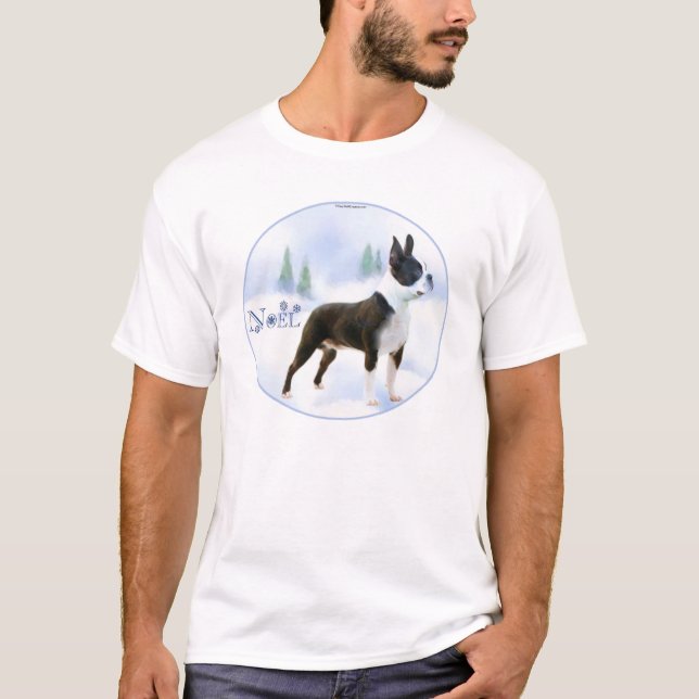 Camiseta Noel Boston Terrier T-shirt (Frente)