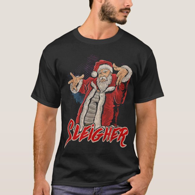 Camiseta Noel Claus Metal Natal Engraçado Ave Sa (Frente)