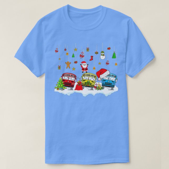 Camiseta Noel Claus School Bus Driver Figurino De Natal Xm (Frente do Design)