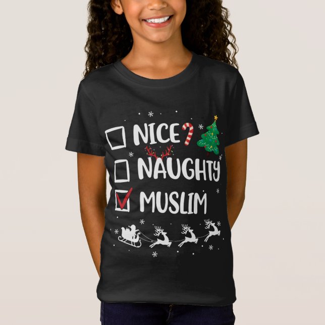 Camiseta Noel Hat Santa-Xma, Engraçado de Natal Muçulmano (Frente)