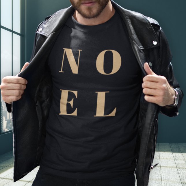 Camiseta Noel preto e Dourado | Trendy Na moda Natal (Elegant black and gold Christmas t-shirt created for chic, simple, and contemporary seasonal looks)