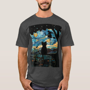 Camiseta Noite Assustadora Halloween De Gato, Noite Estrela