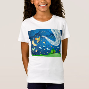 Camiseta Noite com música e pássaros