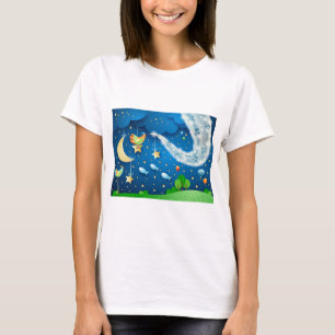 Camiseta Noite com música e pássaros
