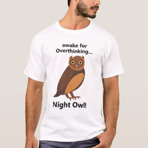 Camiseta Noite Coruja Pensativa Engraçado
