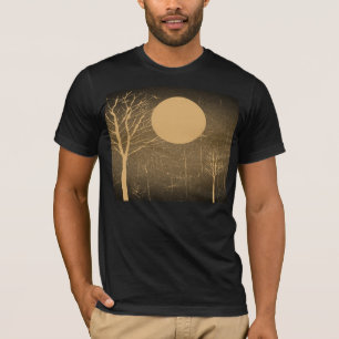 Camiseta Noite da Lua cheia e árvore - t-shirt do vintage