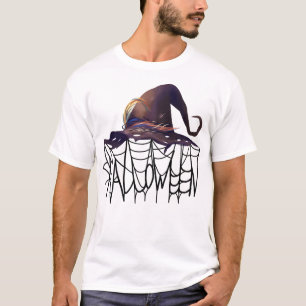 Camiseta Noite das Bruxas Abóbora Assustadora Com Olhos Bri