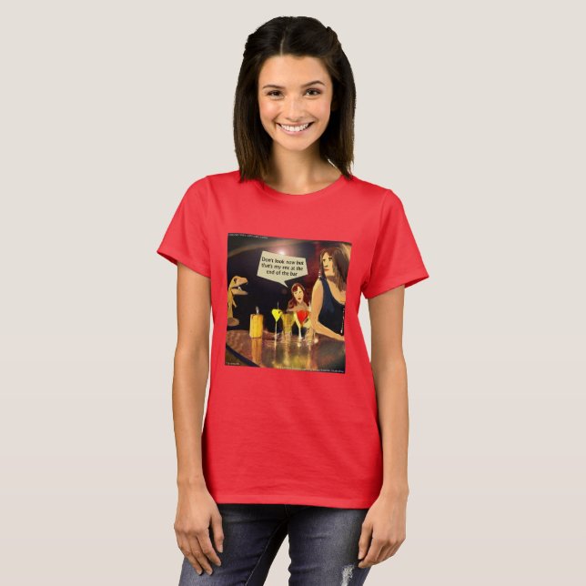 Camiseta Noite das Senhoras Divertidas com T-Rex (Frente Completa)