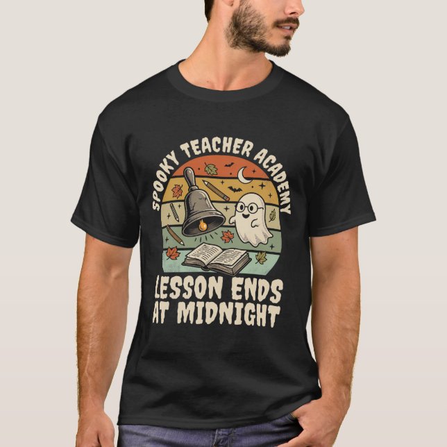 Camiseta Noite de Aula Assombrada de Halloween (Frente)
