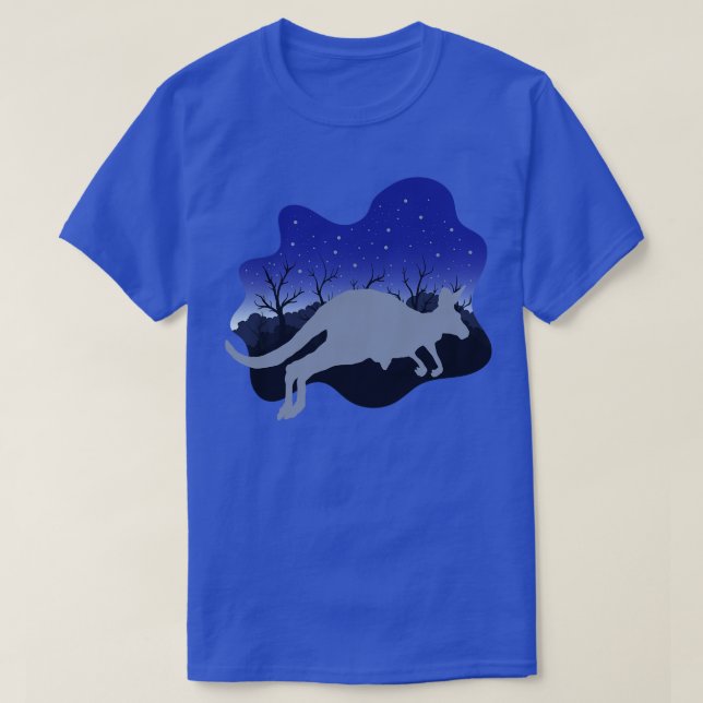 Camiseta Noite de Austrália Outback Zoo Animal Kangaroo (Frente do Design)