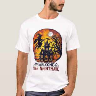 Camiseta Noite de Boas-vindas Pesadelo Halloween Casa Assom