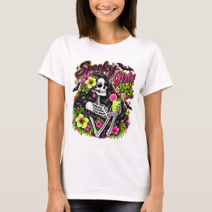 Camiseta Noite de Boo-ze de Halloween Garota Esqueleto