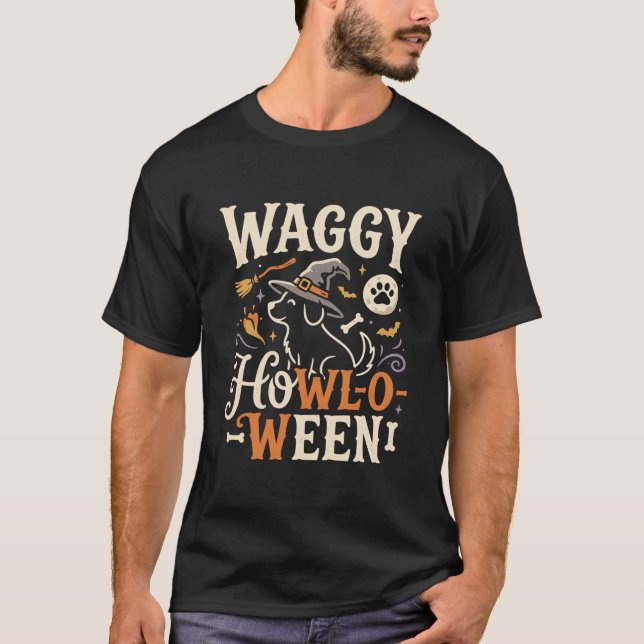 Camiseta Noite de Bruxa do Halloween do Cachorro (Frente)