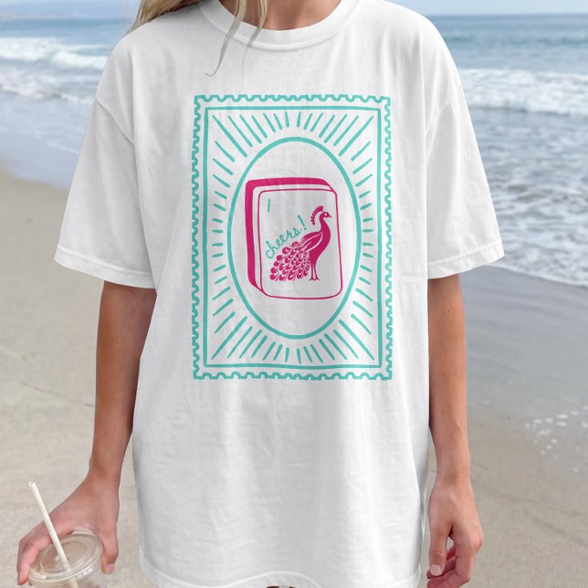 Camiseta Noite de festa de Mahjong Bam de Pássaro (Criador carregado)