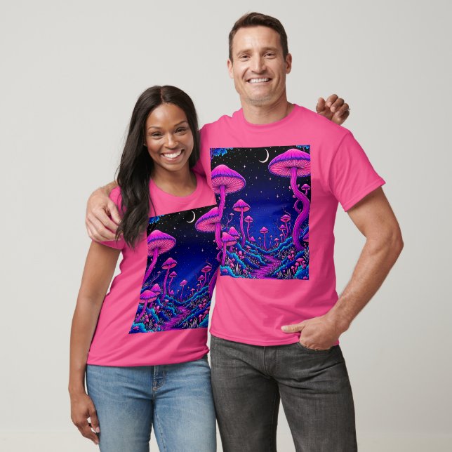 Camiseta Noite de Floresta Psicodélica de Cogumelos (Unissex)