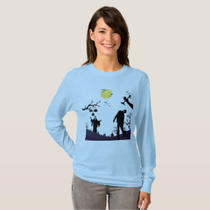 Camiseta Noite de Halloween Encantada azul claro