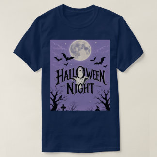 Camiseta Noite de Halloween Lua Fantasma Cemitério