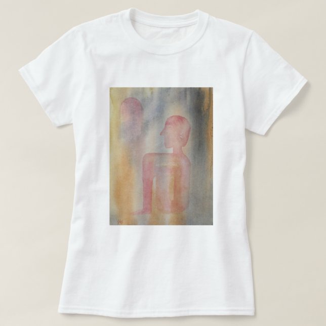 Camiseta Noite De Impressão De Aquarela De Lua Vermelha (Frente do Design)