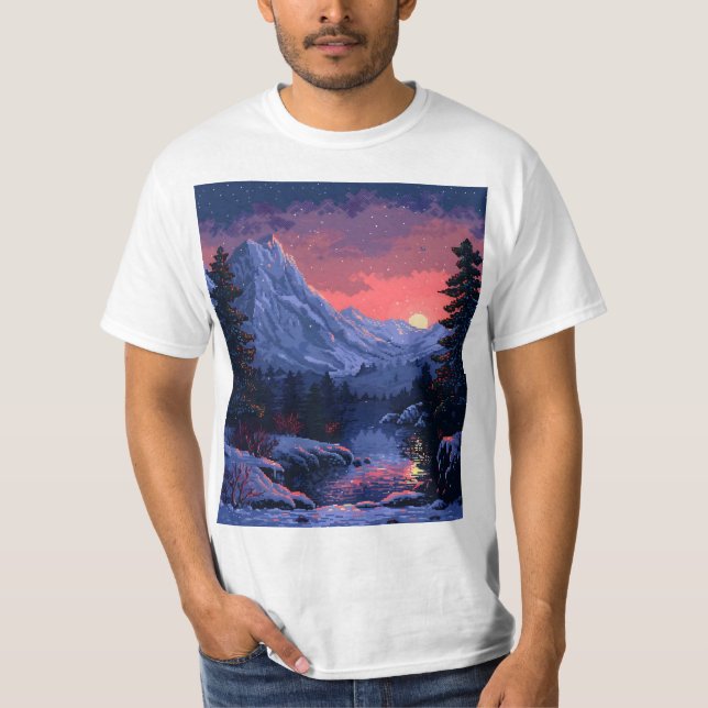 Camiseta Noite de inverno de 8 Bits (Frente)