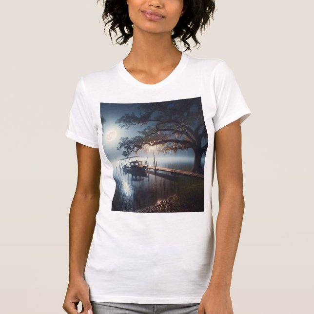 Camiseta Noite de Lua do Barco no Lago (Frente)