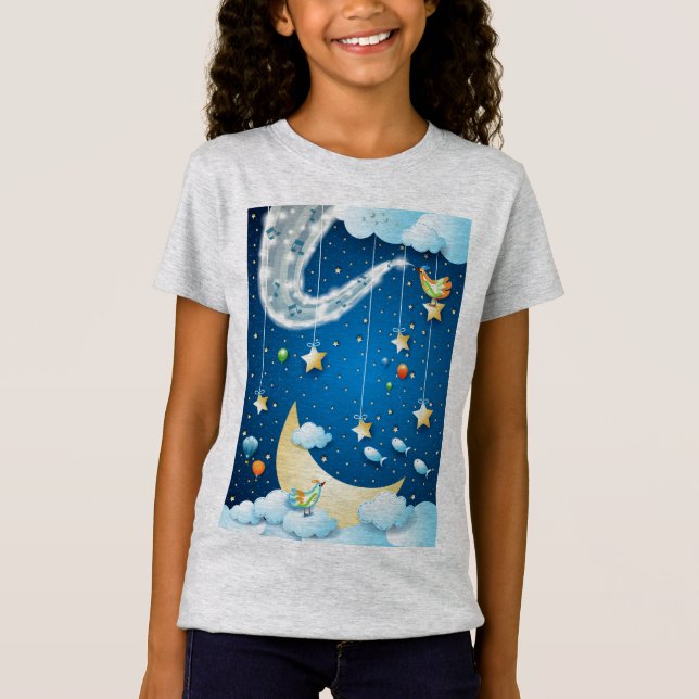 Camiseta Noite de música e lua grande (Frente)
