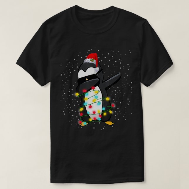 Camiseta Noite de Natal Dabbing de pinguim (Frente do Design)