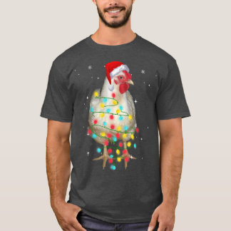 Camiseta Noite de Natal de Frango Luz Engraçada Xmas Santa 