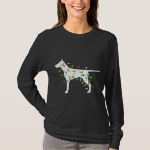 Camiseta Noite De Natal Doberman Cuja Gama De Cachorro É Fe