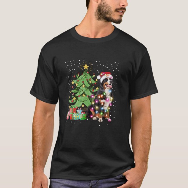 Camiseta Noite de Natal Engraçado Cachorro da Montanha Bern (Frente)