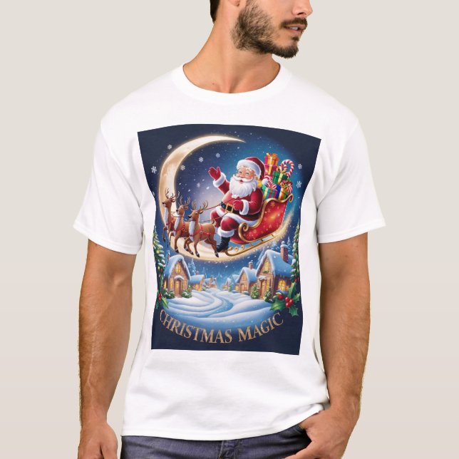 Camiseta Noite de Natal Mágica - Senta, Wonderland de inver (Frente)