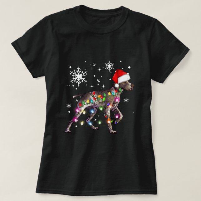 Camiseta Noite de Natal - Ponteiro Baixo Alemão - Cão 2 (Frente do Design)