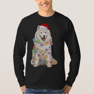 Camiseta Noite de Natal Samoia Cachorro Natal Lover Santa H