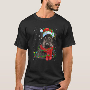 Camiseta Noite de Natal Schnauzer Cachorro Santa Hat Scarf