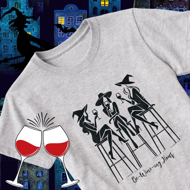 Camiseta Noite de Vinho das Bruxas Modernas e Elegantes, Di (Criador carregado)